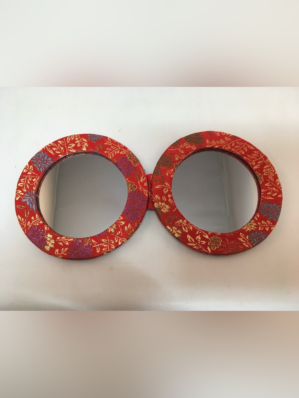 Asian Fabric Compact Mirror - Picture 2 of 3